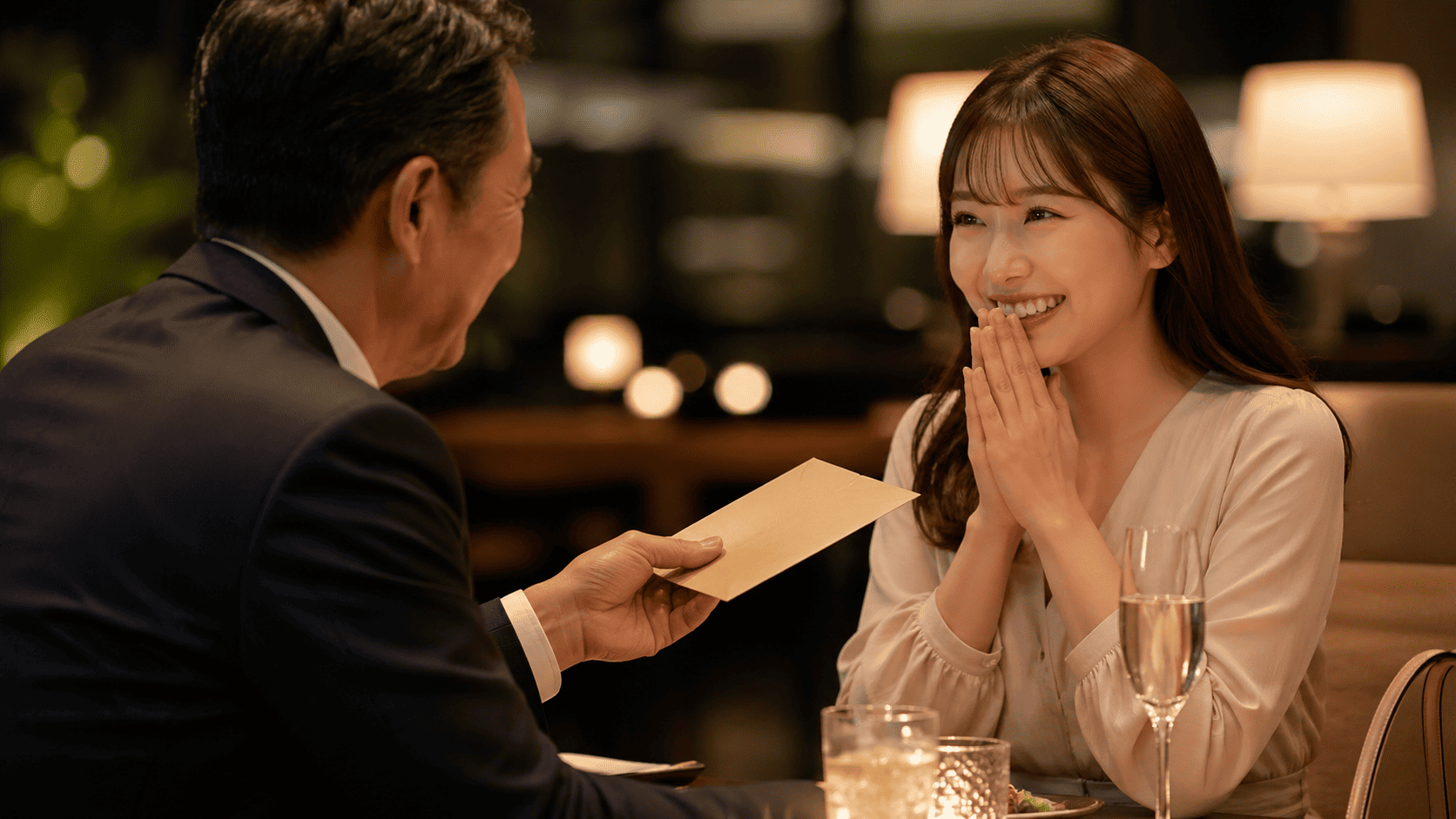 お金をくれる男性と出会うイメージ